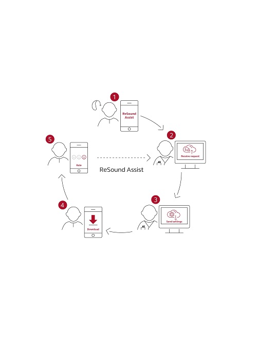 Infográfico de 5 passos do Assist